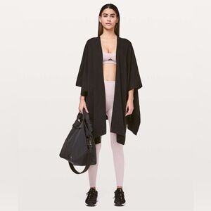 Lululemon Black Wrap Sweater Open Front Cozy‎ Cardigan Cover Up One Size